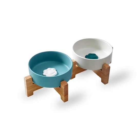 Comedero 2 En 1 Base Madera - Huellitas