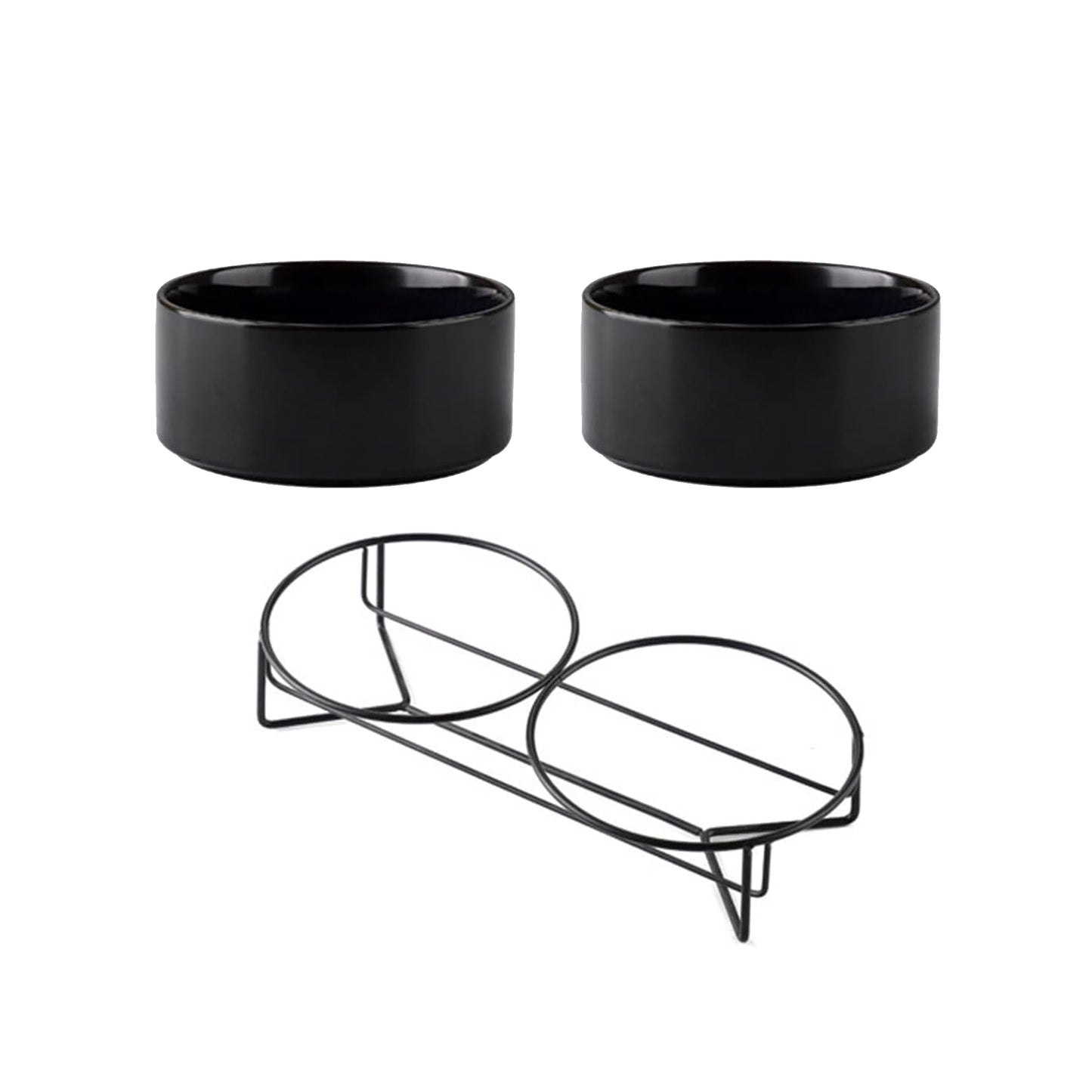 Comedero 2 En 1 Base Metalica Negro